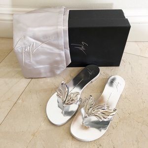 Giuseppe Zanotti Wings Metallic Flat Thong Sandal